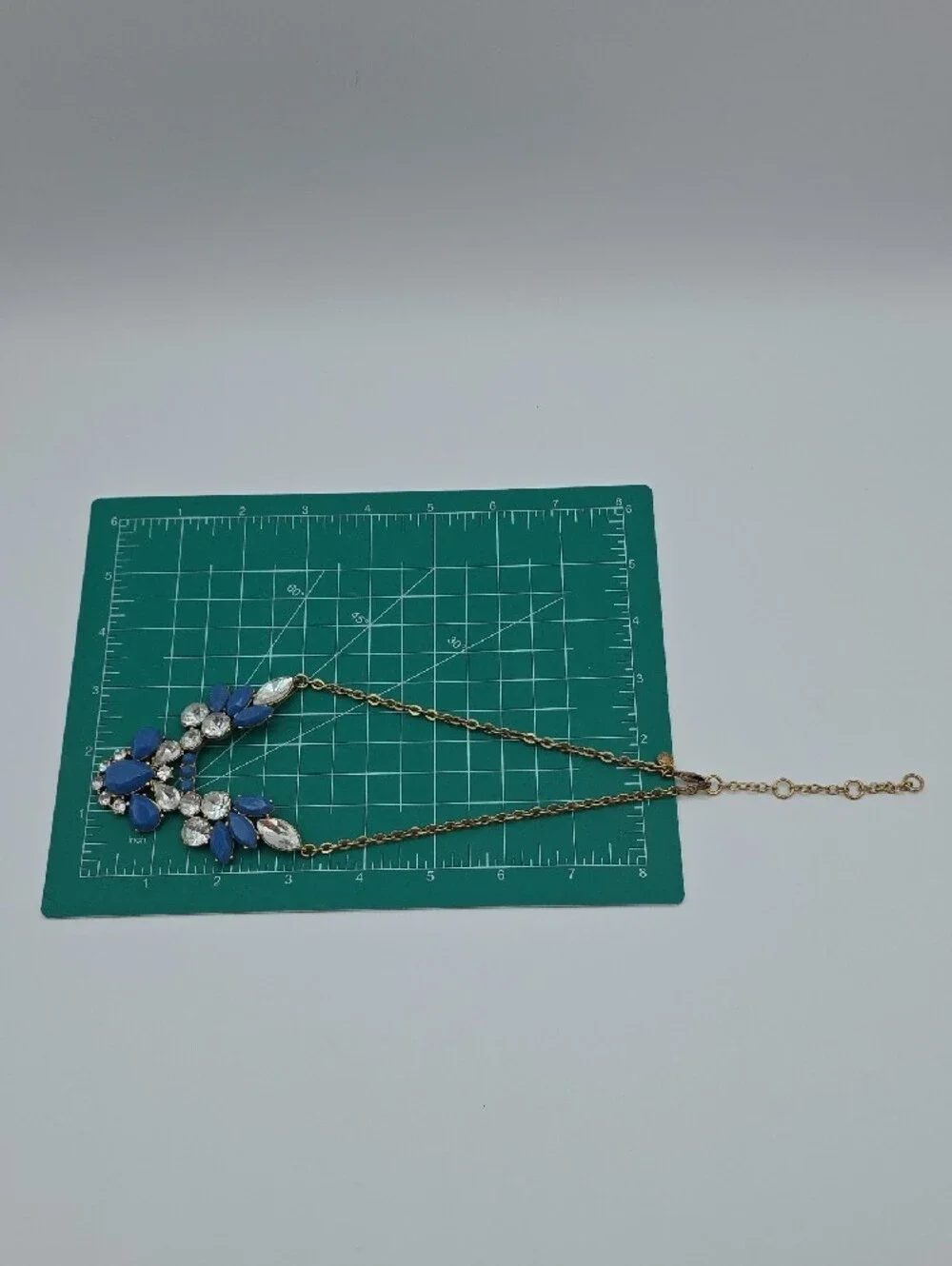 J. Crew Blue and Clear Crystal Bib Necklace